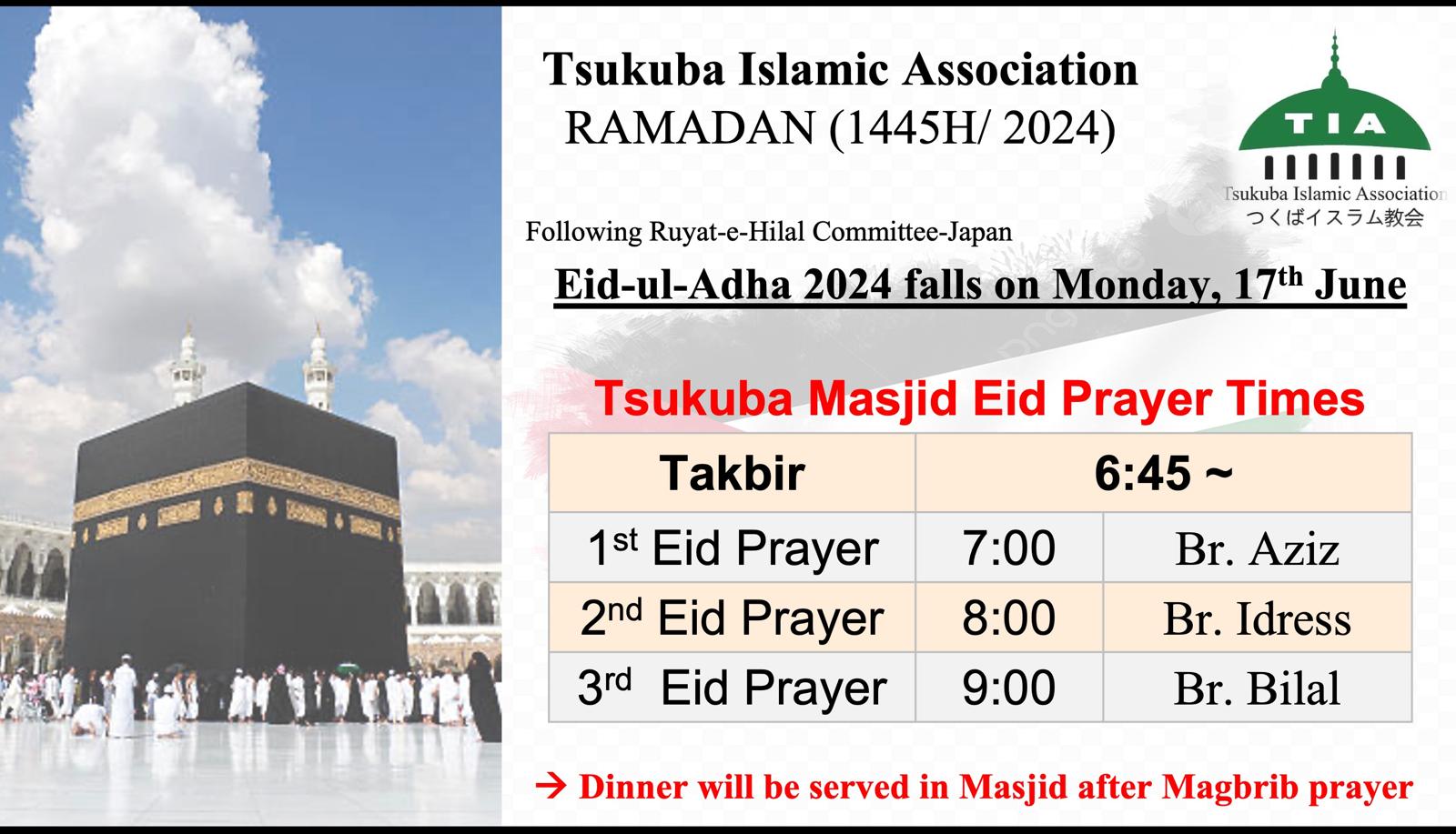 Eid-ul-Adha 2024 Prayer at Tsukuba Masjid
